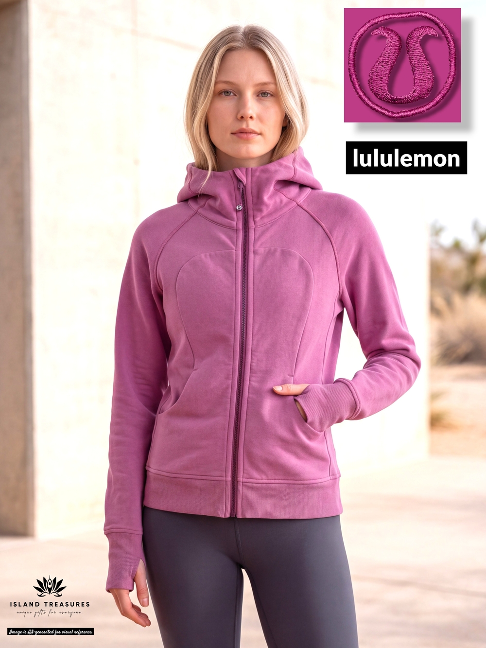 Lululemon Sz 8 Scuba Hoodie Heathered Ultra Violet Full Zip Thumbholes - Picture 1 of 16
